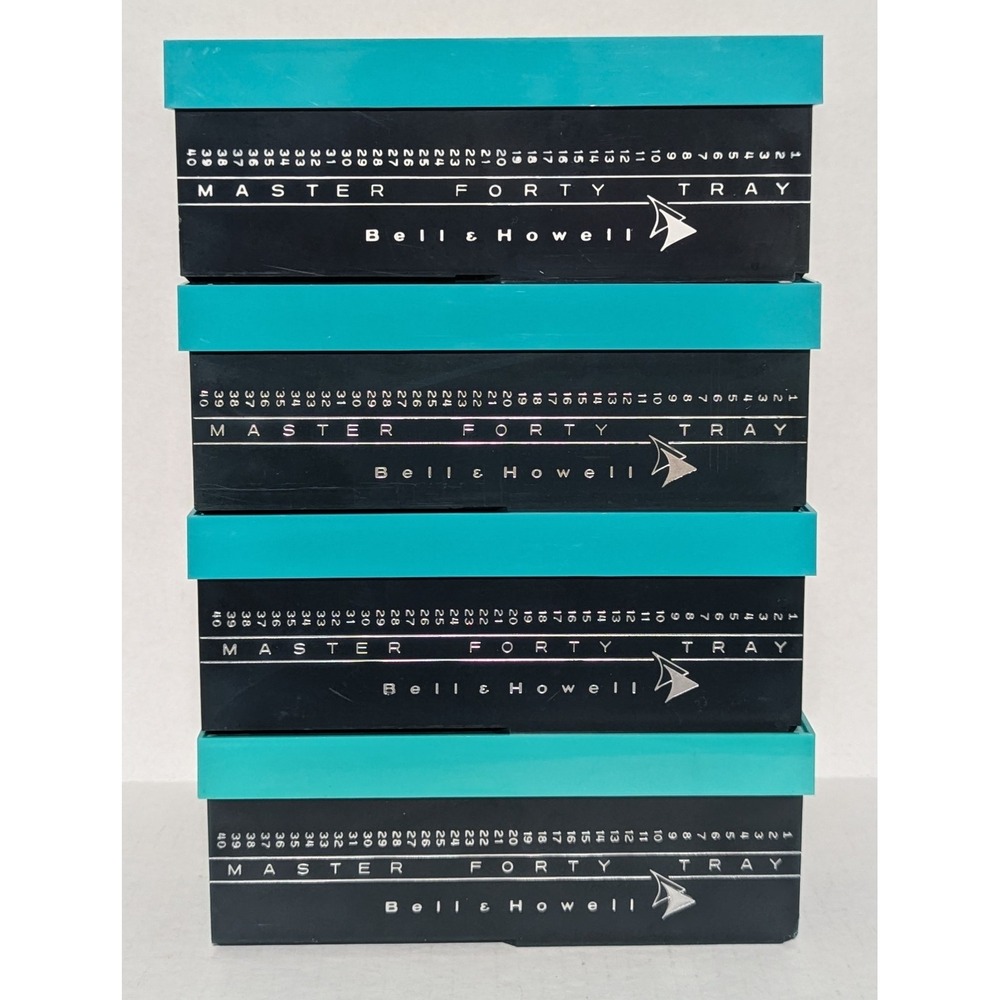 Vintage Bell & Howell Master Forty Tray Turquoise and Black 35 MM Set of Four